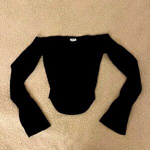 Garage Ribbed Off-Shoulder Cropped Longsleeve
